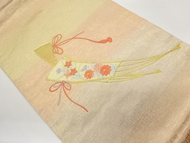 JAPANESE NAGOYA OBI / EMBROIDERY / KIKU